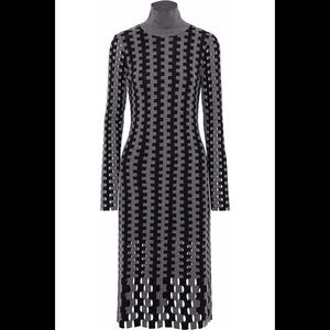 DIANE VON FURSTENBERG Turtleneck Long-sleeve Knit Intarsia Midi Dress